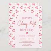 Cherry First Birthday 招待状 (正面/裏面)