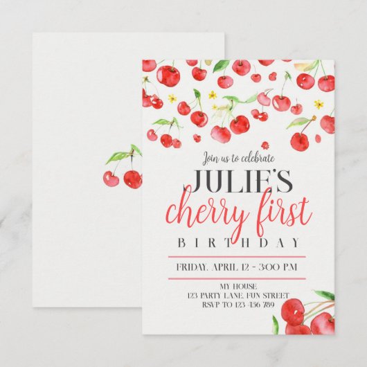 Cherry first birthday 案内状 (正面/裏面)
