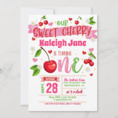 Cherry First Birthday Invitation 招待状 (正面)