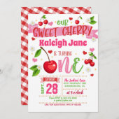 Cherry First Birthday Invitation 招待状 (正面/裏面)