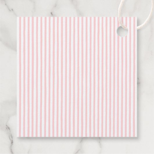 "Cherry First" Birthday Pink Stripe Bow Thank You フェイバータグ (裏面)