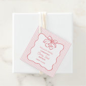 "Cherry First" Birthday Pink Stripe Bow Thank You フェイバータグ (インサイチュ)