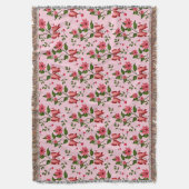 Cherry floral pattern Curtain スローブランケット (正面縦)