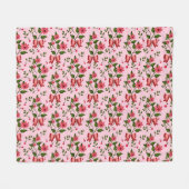 Cherry floral pattern Curtain フリースブランケット (正面(横))