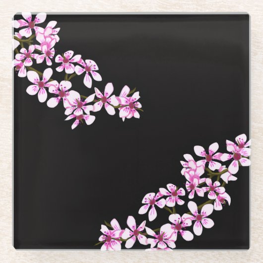 cherry flowers ガラスコースター (正面)