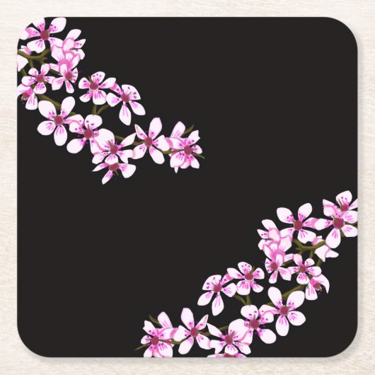 cherry flowers スクエアペーパーコースター (正面)