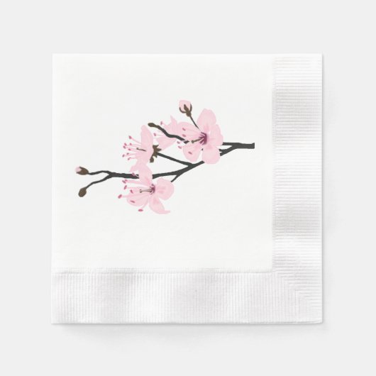 cherry flowers 縁ありカクテルナプキン (正面)