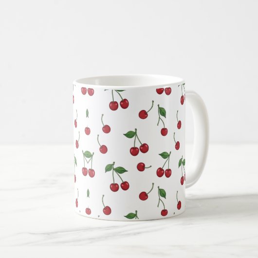 Cherry Fruit Repeat Pattern Design コーヒーマグカップ (正面右)