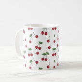 Cherry Fruit Repeat Pattern Design コーヒーマグカップ (正面左)