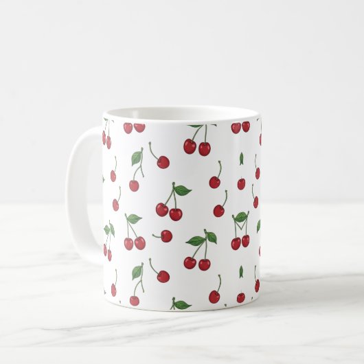 Cherry Fruit Repeat Pattern Design コーヒーマグカップ (正面左)