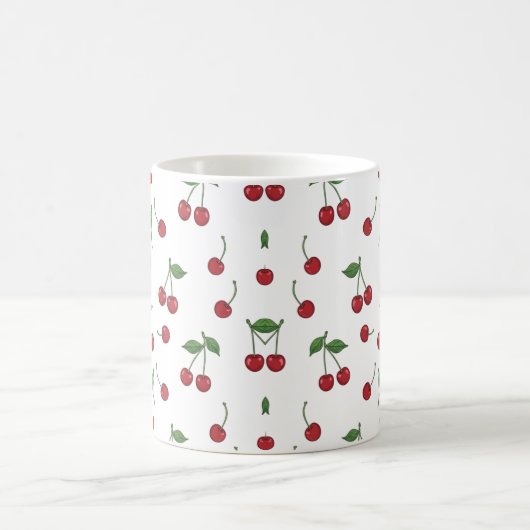 Cherry Fruit Repeat Pattern Design コーヒーマグカップ (中央)