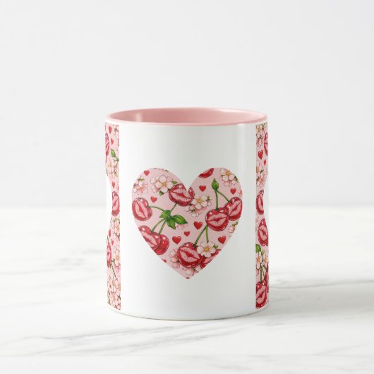 Cherry Kiss Heart Mug マグカップ (中央)