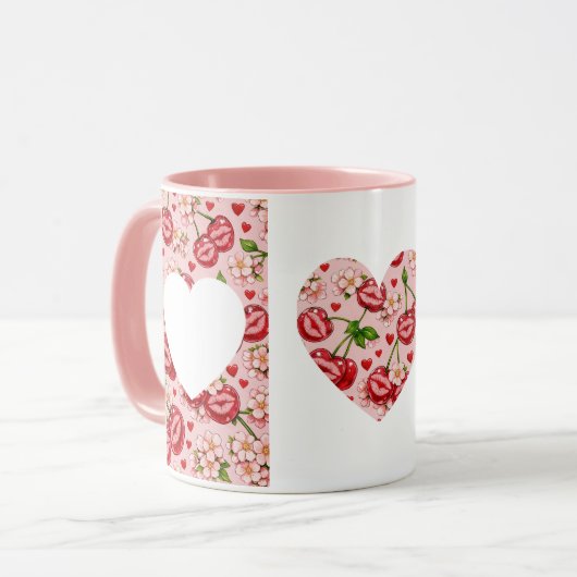 Cherry Kiss Heart Mug マグカップ (正面左)