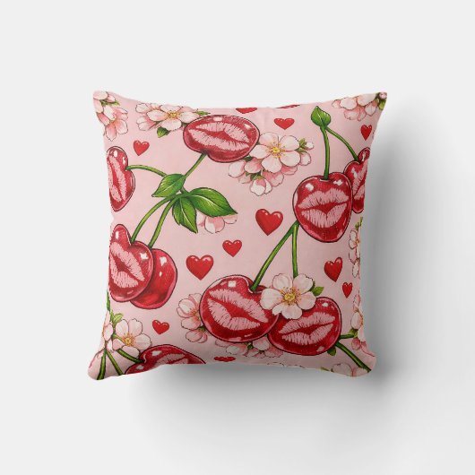 Cherry Kiss Throw Pillow クッション (裏面)