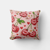 Cherry Kiss Throw Pillow クッション (正面)