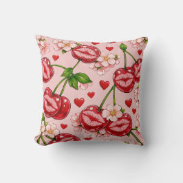 Cherry Kiss Throw Pillow クッション