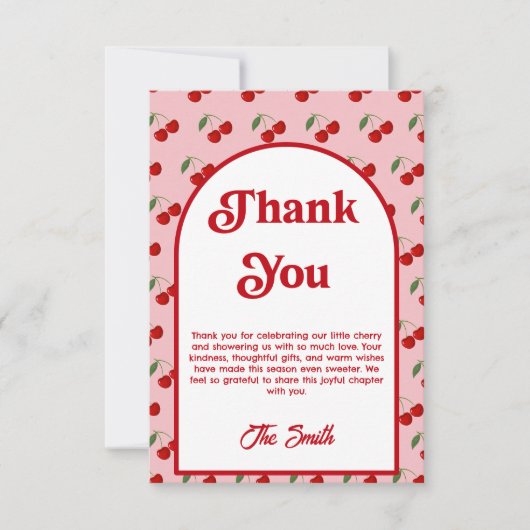 Cherry Kissed Baby Shower  サンキューカード (正面)