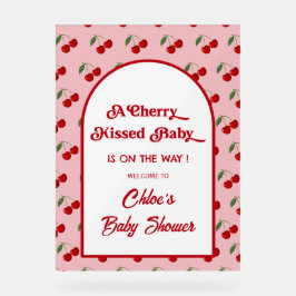 Cherry Kissed Baby Shower Welcome アクリルサイン
