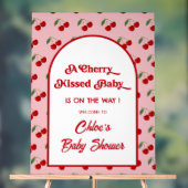 Cherry Kissed Baby Shower Welcome アクリルサイン (ニュートラル)