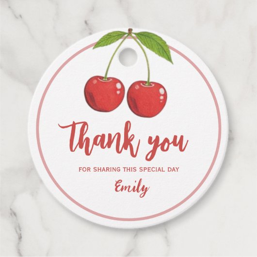 Cherry Labels for Thank You - for Themed Parties フェイバータグ (正面)