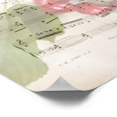 Cherry Leaf Vintage Music Sheet Art Print ポスター (角)