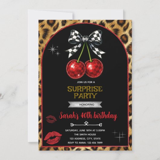 Cherry Leopard party Invitation 招待状 (正面)