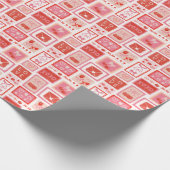 Cherry Love Letters Postage Valentine ラッピングペーパー (角)