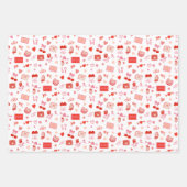 Cherry Love Letters Valentines Hearts Bows ラッピングペーパーシート (正面2)