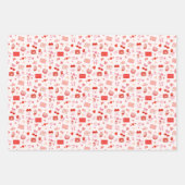 Cherry Love Letters Valentines Hearts Bows ラッピングペーパーシート (正面2)