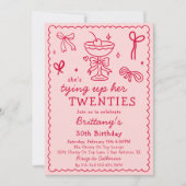 Cherry Martini Tying Up My Twenties 30th Birthday 招待状 (正面)
