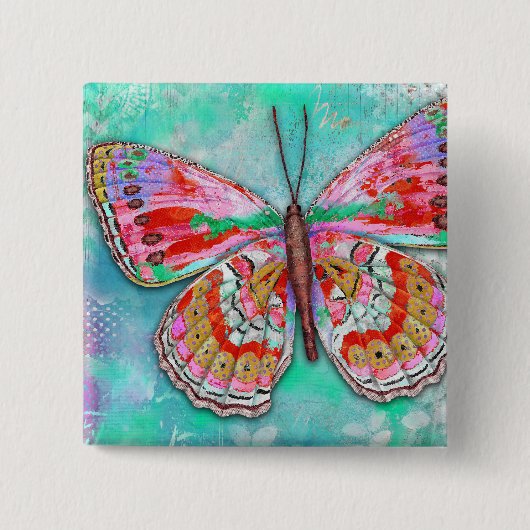 Cherry Mint Butterfly Pin 缶バッジ (正面)