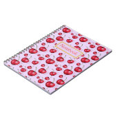 Cherry Notebook Pink Aesthetic Cute Fruit Pattern  ノートブック (左側)