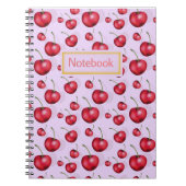 Cherry Notebook Pink Aesthetic Cute Fruit Pattern  ノートブック (正面)