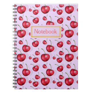 Cherry Notebook Pink Aesthetic Cute Fruit Pattern  ノートブック