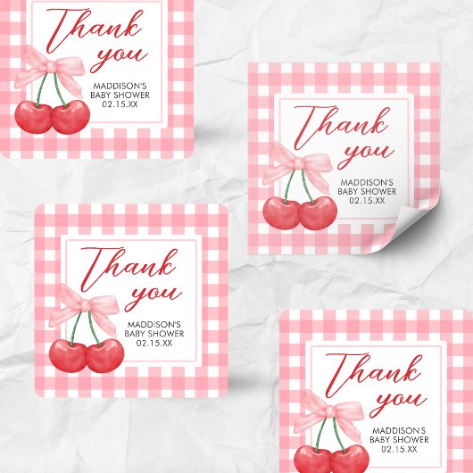 Cherry on Top Baby Shower スクエアシール
