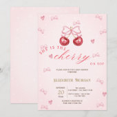 Cherry On Top Baby Shower 招待状 (正面/裏面)