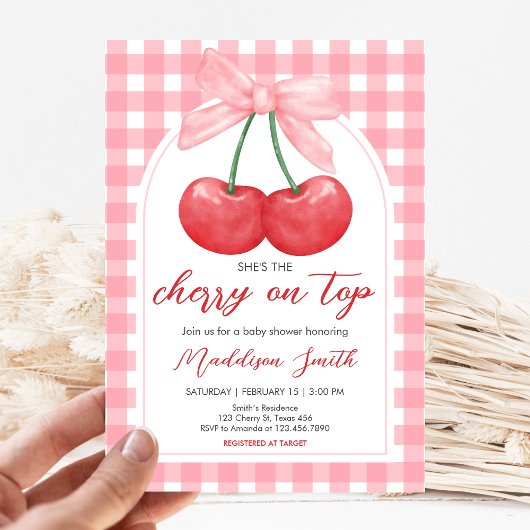 Cherry on Top Baby Shower 招待状