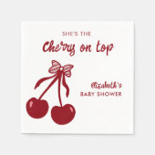 Cherry on Top Baby Shower Coquette Minimal Decor スタンダードカクテルナプキン (正面)
