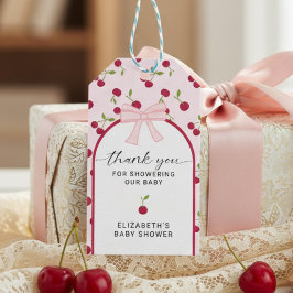 Cherry On Top Baby Shower Coquette Pink Cute ギフトタグ