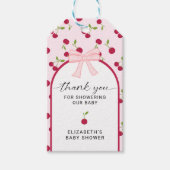 Cherry On Top Baby Shower Coquette Pink Cute ギフトタグ (正面)
