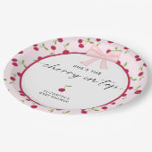 Cherry On Top Baby Shower Coquette Pink Cute ペーパープレート (アングル)