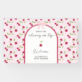 Cherry On Top Baby Shower Coquette Welcome 横断幕 (横)