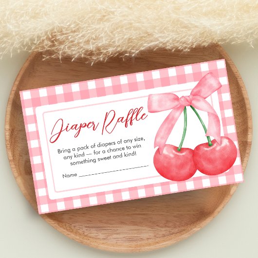 Cherry on Top Baby Shower Diaper Raffle エンクロージャーカード