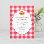 Cherry on Top Baby Shower Gingham Invite 招待状 (スタンド正面)