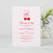 Cherry on Top Baby Shower Girl Invitation 招待状 (スタンド正面)
