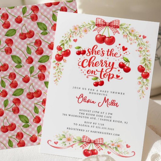 Cherry on Top Baby Shower Invitation 招待状