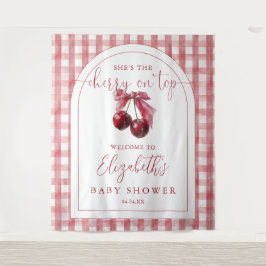 Cherry On Top Baby Shower Photo Backdrop タペストリー