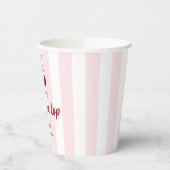 Cherry on Top Baby Shower Pink Stripes Coquette 紙コップ (左)