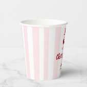 Cherry on Top Baby Shower Pink Stripes Coquette 紙コップ (右)