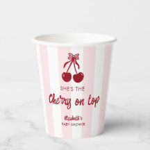 Cherry on Top Baby Shower Pink Stripes Coquette